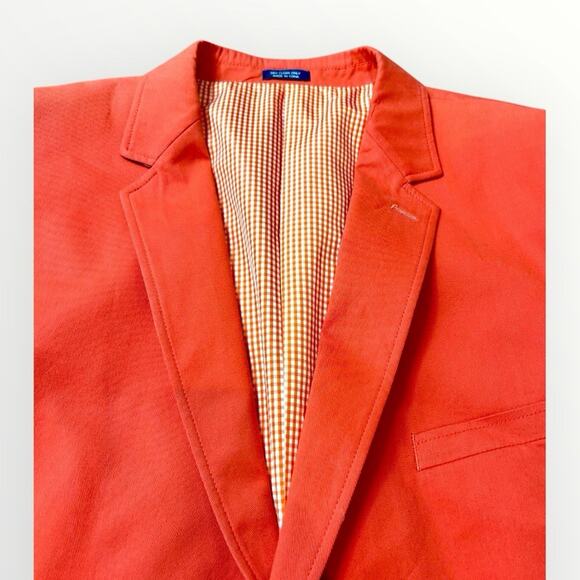 Saddlebred Mens Orange Sport Coat Two Button Solid Cotton Sz 48L - Picture 5 of 6